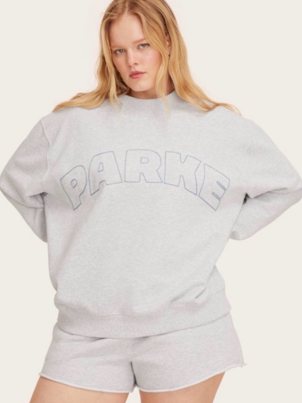 Parke x Target Light Gray Pullover Sweatshirt with Embroidered Logo - Sz L/XL